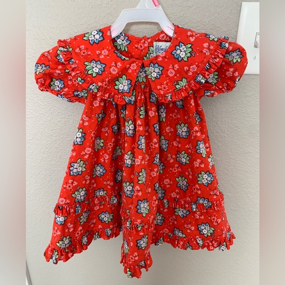 mouse feathers Other - Vintage 90s Red with flowers dress size 12 months